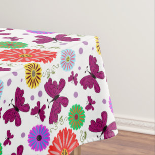 Retro butterfly Floral Pattern Colorul Folk Art Tablecloth