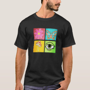 Retro Butterfly Groovy Daisy Flower Mushroom Eye T T-Shirt
