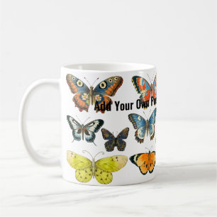 Retro butterfly insect lover ceramic coffee mug