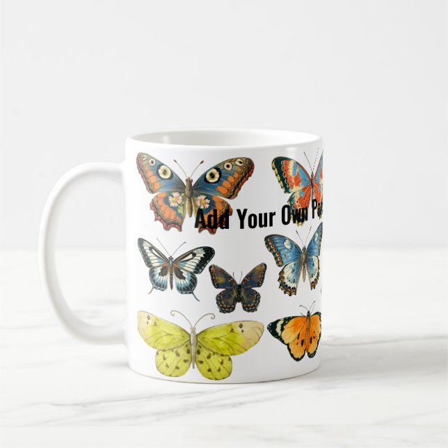 Retro butterfly insect lover ceramic coffee mug (Left)
