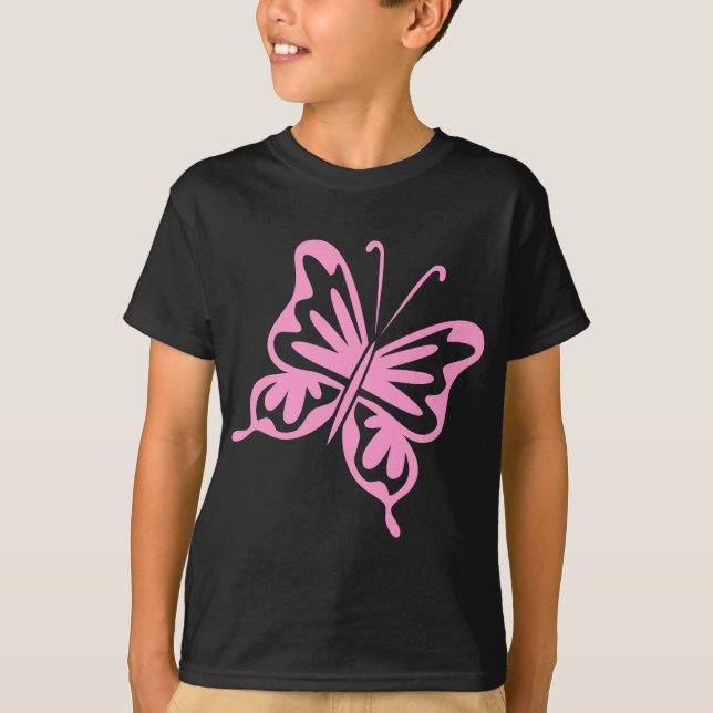 Retro Butterfly - Pink T-Shirt (Front)