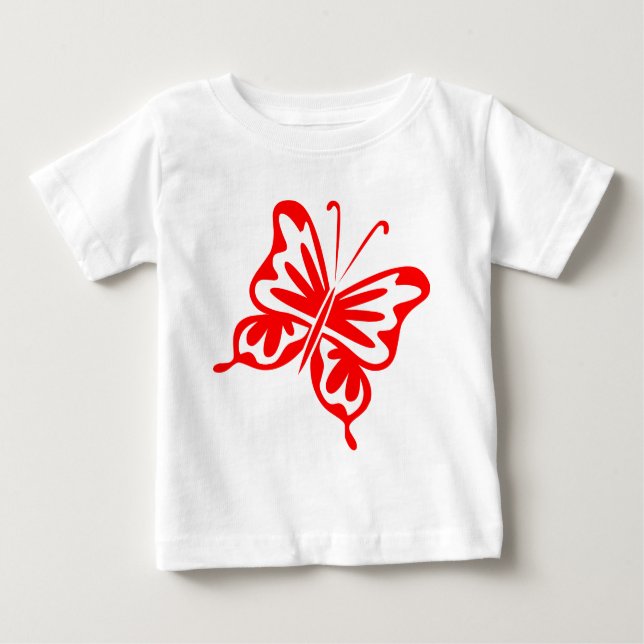 Retro Butterfly - Red Baby T-Shirt (Front)