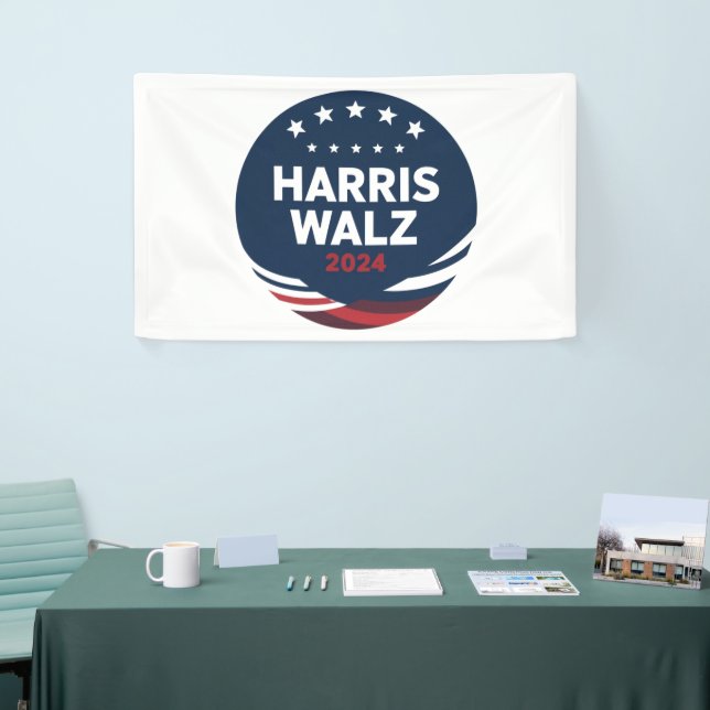 Retro Button Election for Democrats Harris Waltz  Banner (Tradeshow)