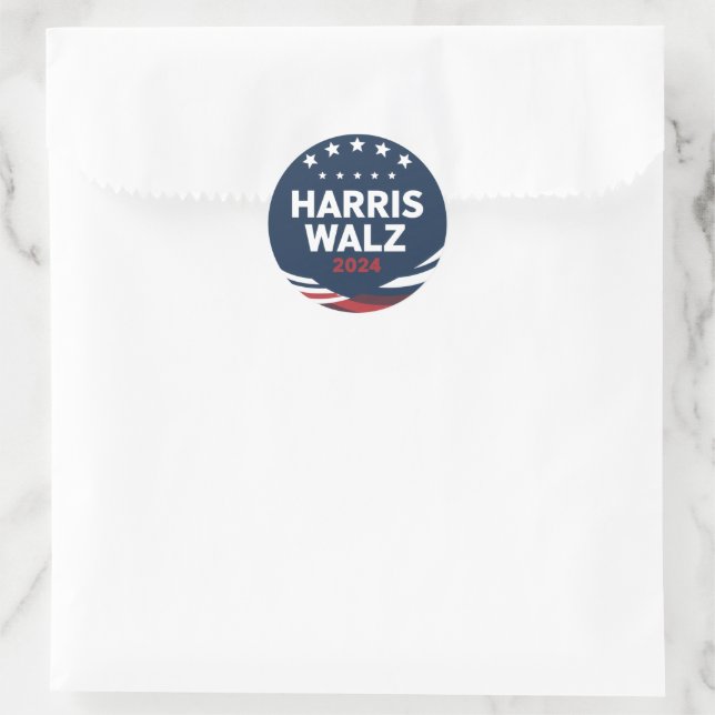 Retro Button Election for Democrats Harris Waltz  Classic Round Sticker (Bag)