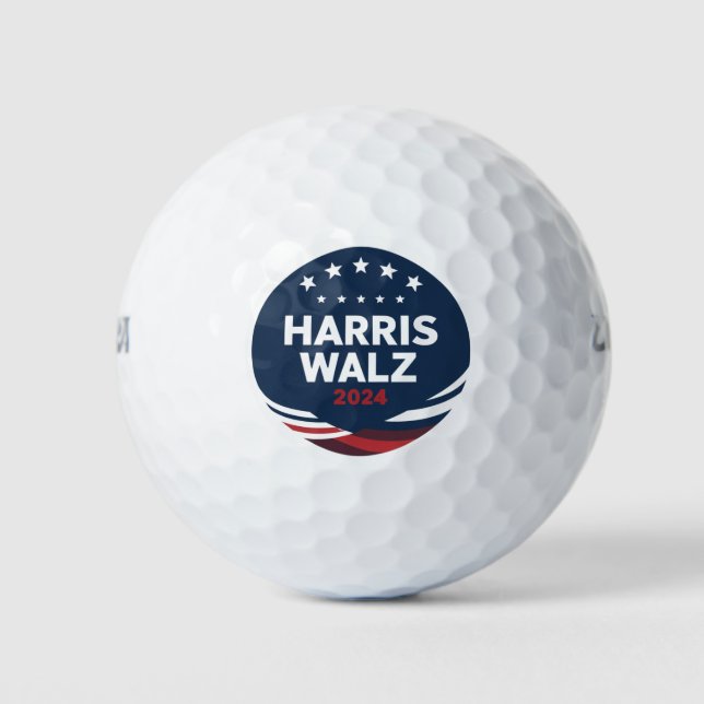 Retro Button Election for Democrats Harris Waltz  Golf Balls (Front)
