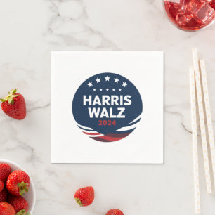 Retro Button Election for Democrats Harris Waltz  Napkin