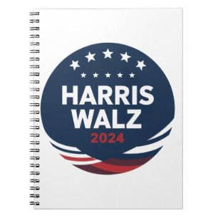 Retro Button Election for Democrats Harris Waltz  Notebook