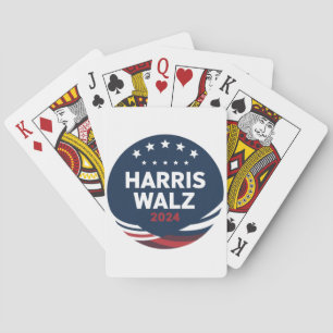 Retro Button Election for Democrats Harris Waltz  Playing Cards