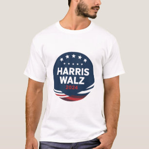 Retro Button Election for Democrats Harris Waltz  T-Shirt