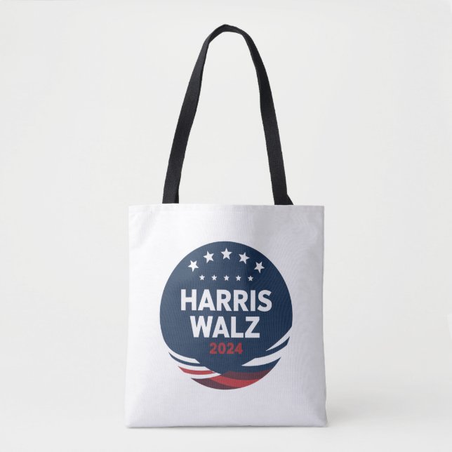 Retro Button Election for Democrats Harris Waltz  Tote Bag (Front)