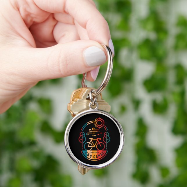Retro C and O Canal Bike Trail. Key Ring (Hand)
