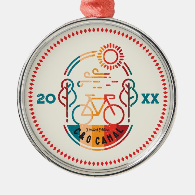 Retro C and O Canal Bike Trail. Metal Ornament (Front)