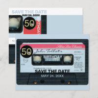Retro C Audiotape 50th birthday Party Save Date P