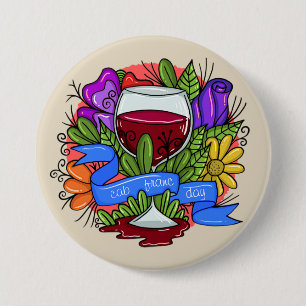 Retro Cabernet Franc Day, floral arsty wine 7.5 Cm Round Badge