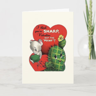 Retro Cactus and Mouse Valentine Greeting Card