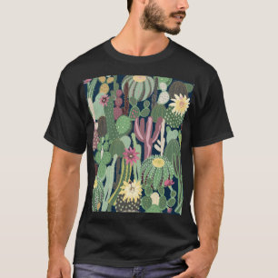 Retro Cactus Design: Seamless Fabric Texture T-Shirt