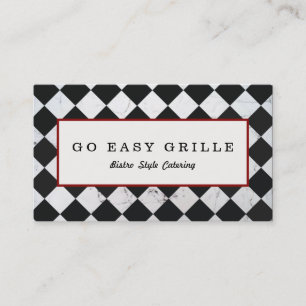 Retro Cafe Chef Catering Chequerboard Business Card