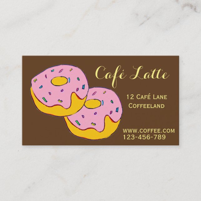 Retro cafe coffee shop cute doughnuts business card (Front)