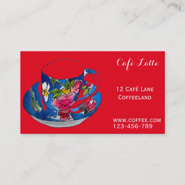 Retro cafe coffee shop designer tea cup business card (Front)