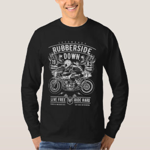 Retro Cafe Racer Rubberside Down Motorcycle Race T-Shirt