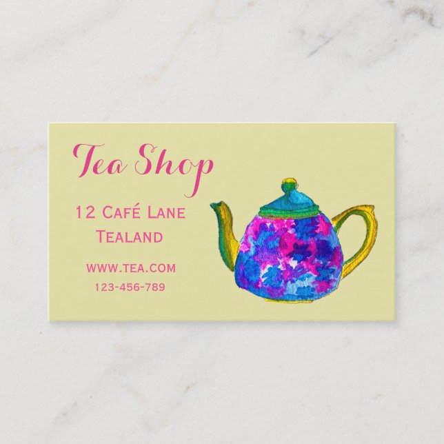 Retro cafe tea shop designer teacup business card (Front)