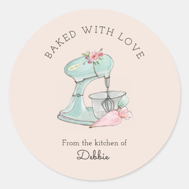 Retro Cake mixer Pink  Classic Round Sticker (Front)