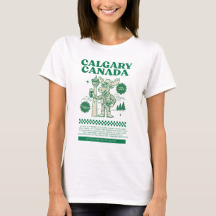 Retro Calgary Alberta Canada Moose Skyline T-Shirt