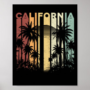 Retro Cali Summer Vacation Surfing Palm Trees Cali Poster