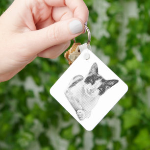 Retro Calico Halftone Key Ring