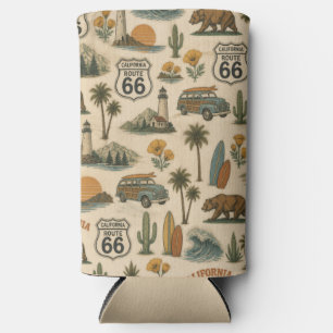 Retro California Route 66 Chill Vibes Seltzer Can Cooler