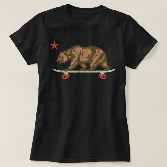 Retro California Skateboard Bear Skating Skate Sta T-Shirt (Design Front)