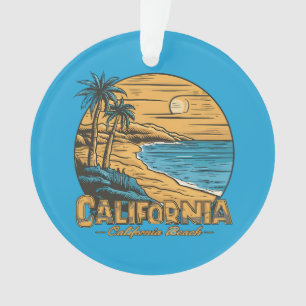 Retro California Sunset Beach Scene Ornament
