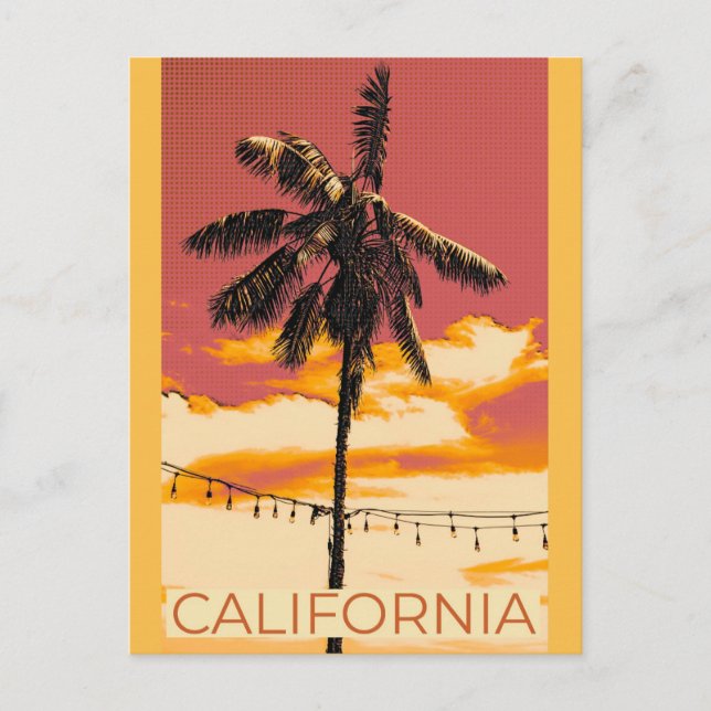 Retro California Vintage Palm Tree Postcard (Front)