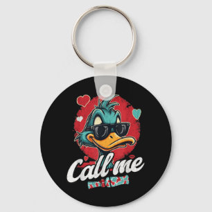 Retro Call Me Valentines Duck Hunting Lover Women  Key Ring