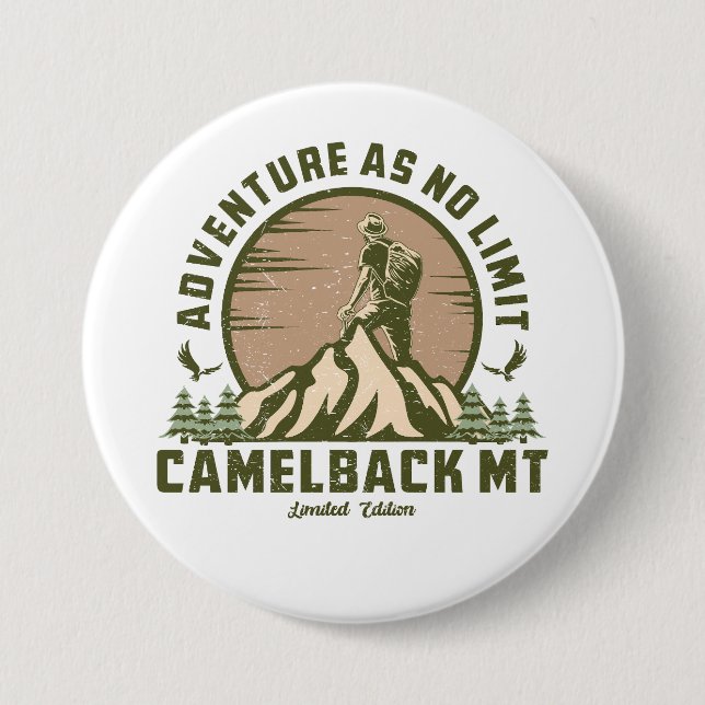 Retro Camelback Mountain Hike Sunset T-Shirt 7.5 Cm Round Badge (Front)
