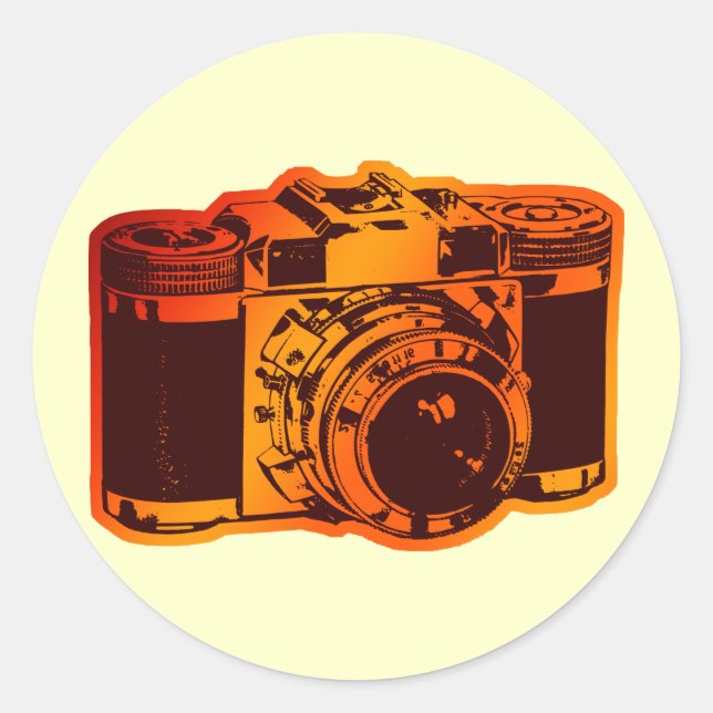retro camera classic round sticker (Front)