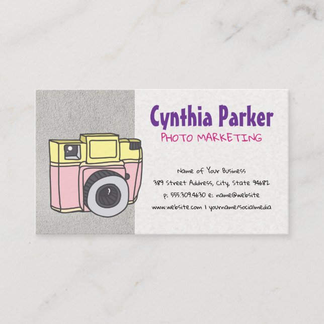 Retro Camera| Hand Drawn | Content Creator Business Card (Front)
