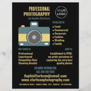 Retro Camera Icon, Photographer, Photography Hire Flyer