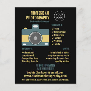 Retro Camera Icon, Photographer, Photography Hire Flyer