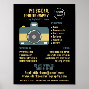 Retro Camera Icon, Photographer, Photography Hire Poster