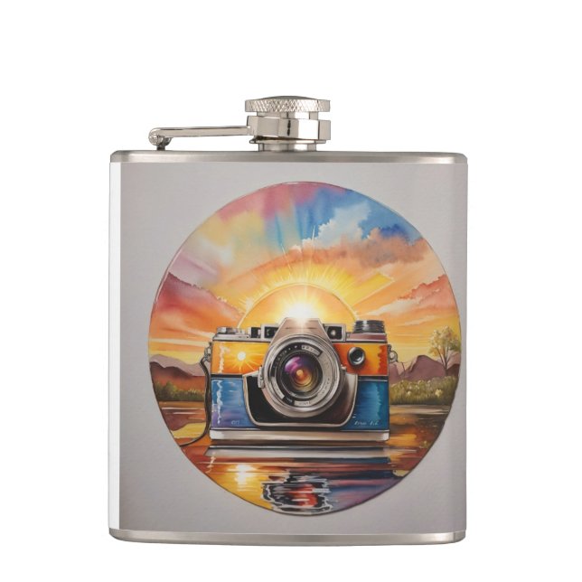 Retro Camera on Your Pocket #2 Hip Flask (Front)
