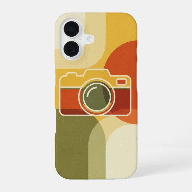 Retro Camera Outline iPhone 16 Case (Back)