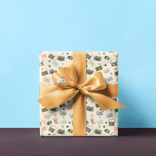 Retro Camera Pattern   Tan Wrapping Paper