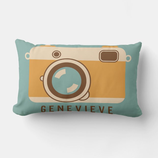 Retro Camera Personalised Throw Pillow (Front)