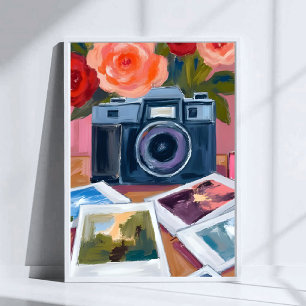 Retro Camera Photos Nostalgic Watercolor Painting Poster