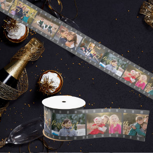 Retro Camera Reel Custom Photo Birthday Gift Wrap Satin Ribbon