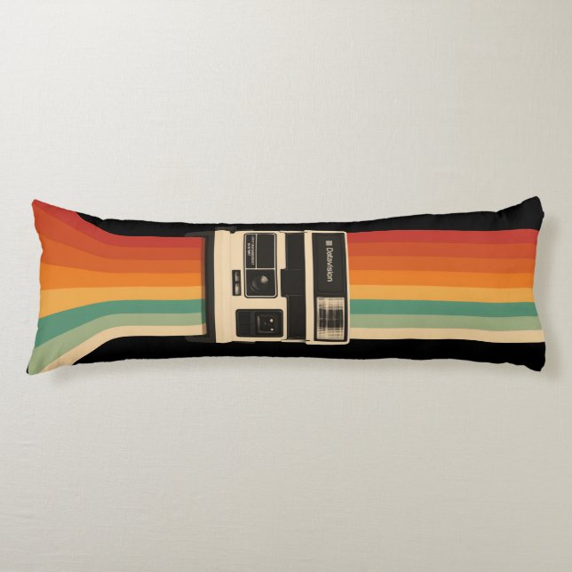 Retro Camera with Rainbow Print Body Cushion (Front)