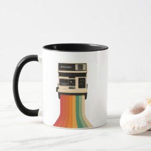 Retro Camera with Rainbow Print Mug