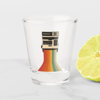 Retro Camera with Rainbow Print Shot Glass