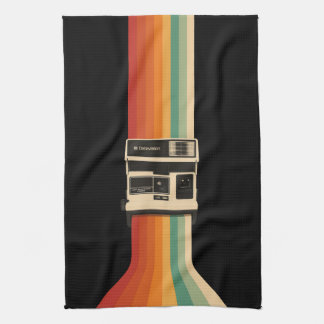 Retro Camera with Rainbow Print Tea Towel
